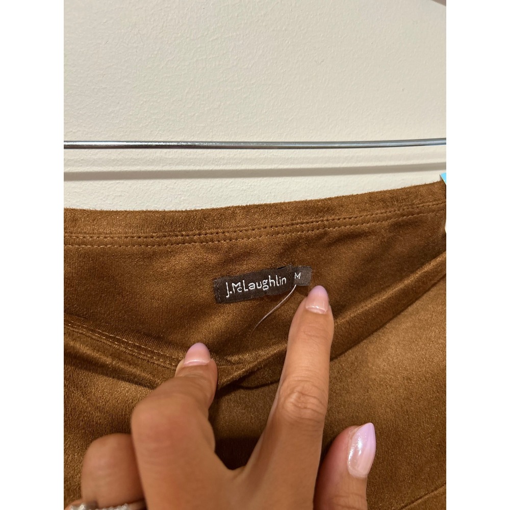 J. McLaughlin Cognac Faux Suede High Rise Leggings Equestrian Quiet Luxury NWT - Picture 4 of 9